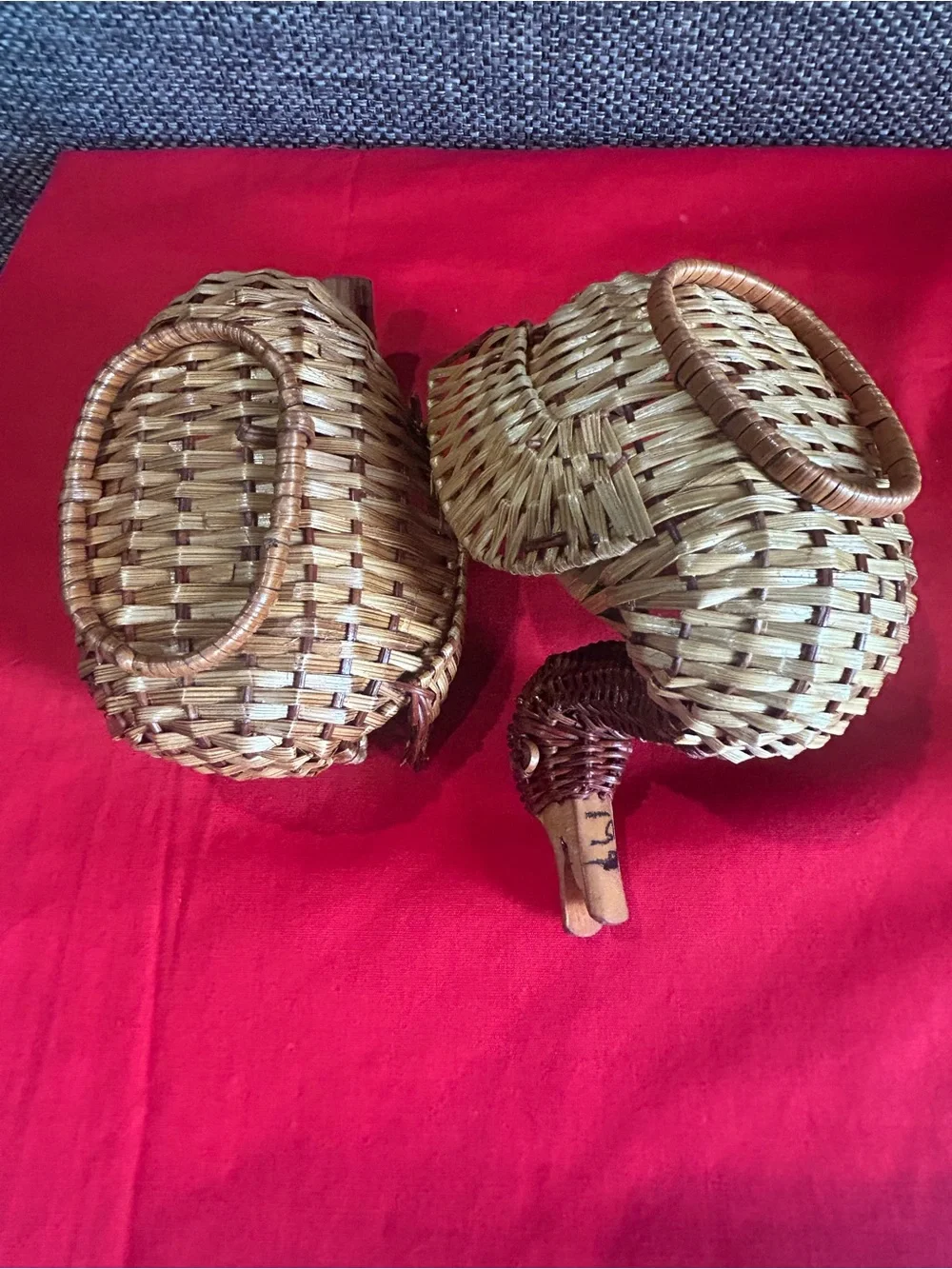 Handwoven Natural Brown Rattan Duck Accent Baskets - Set of 2